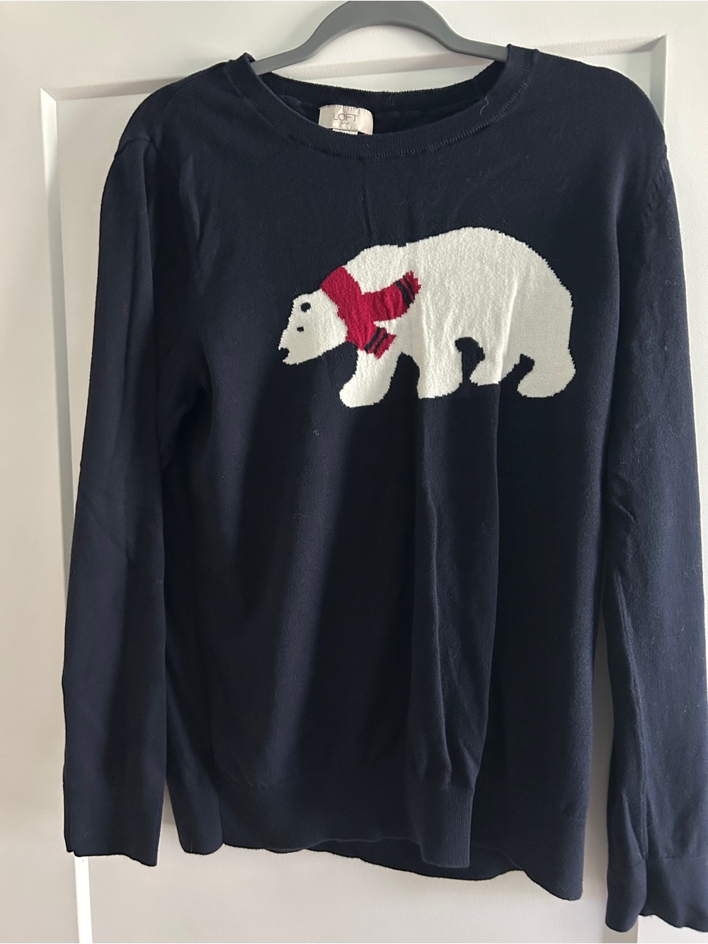 Ann Taylor Loft Women’s Navy Sweater with Polar Bear Knit